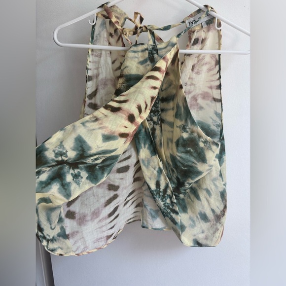 Zara Tie Up Halter Multicolour Tie-Dye Top - Picture 4 of 8